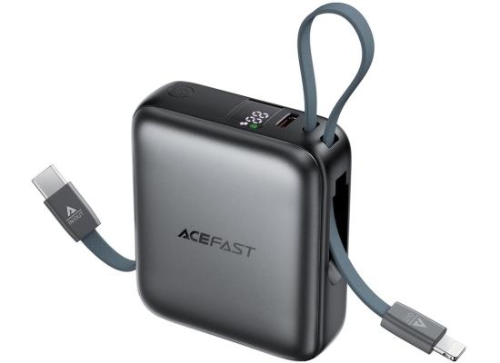 ACEFAST M23 Power Bank 10000mAh Built-In Dual Cables 22.5W Fast Charging Portable Charger - Black